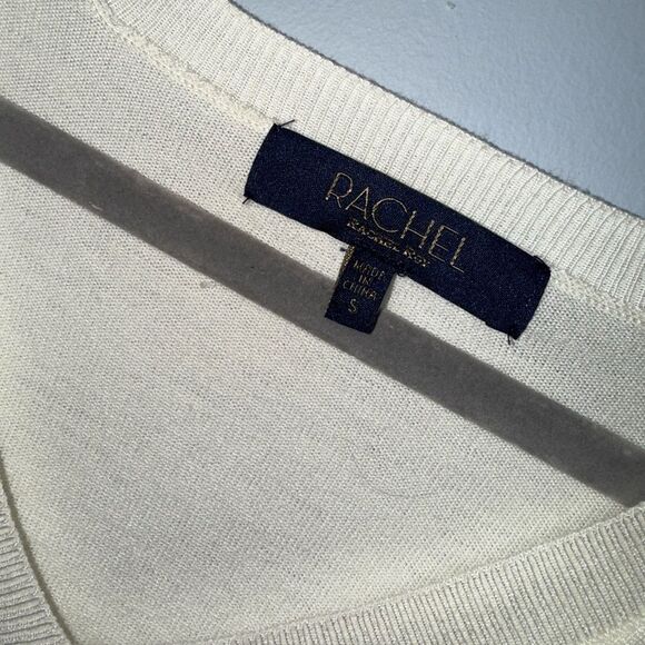 Rachel Roy Women's Cream Soft V-Neck Puff Sleeve Sweater Size Small EUC - Picture 4 of 7